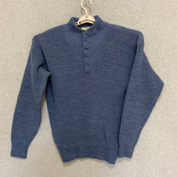 L.L. Bean Other - LL BEAN Vintage Mens Large Blue High Trek Yarn Wool Blend Henley Sweater 90s USA